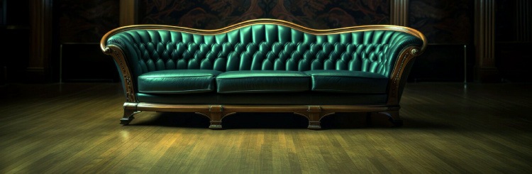 Green luxory sofa in dark room