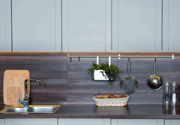 kitchen table top and wooden wall